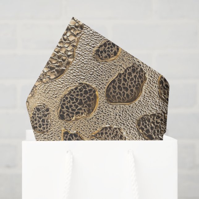 Papel De Seda Douradas Manchas Metálicas Leopardo (Sacola de presentes)