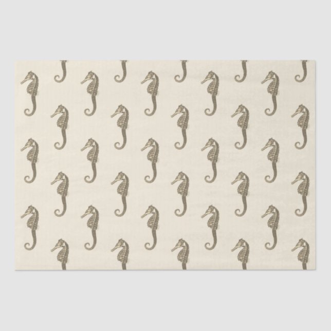 Papel De Seda Dourado Beige Marine Life Sea Patterno (Frente )