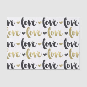 Papel De Seda Dourado Black Love Heart