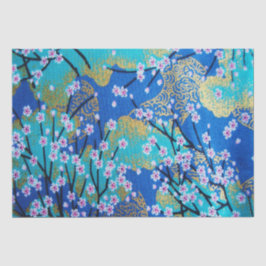 Papel De Seda Dourado Blue White Kimono Floral Decoupage