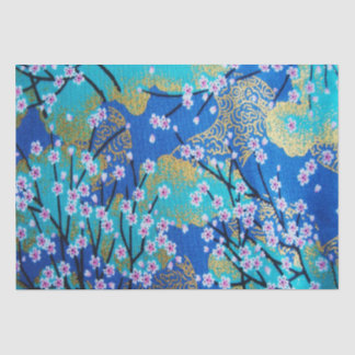 Papel De Seda Dourado Blue White Kimono Floral Decoupage