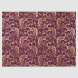 Papel De Seda Dourado Boho Peacocks na Desduplicação Roxa