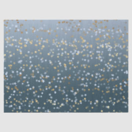 Papel De Seda Dourado Branco Azul Estrelas Brilhante