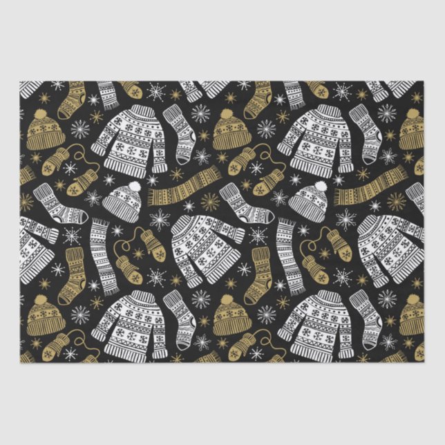 Papel De Seda Dourado branco preto Vestuário de inverno moderno (Frente )