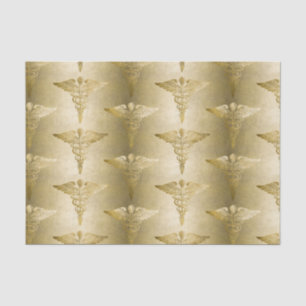 Papel De Seda Dourado Caduceus Símbolo Médico Padrão