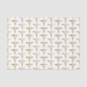 Papel De Seda Dourado Caduceus Símbolo Médico Padrão