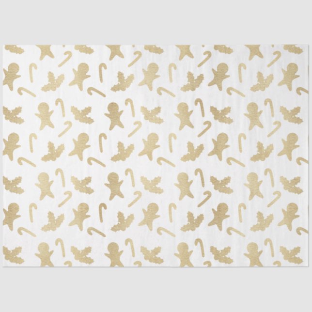 Papel De Seda Dourado Candy Canes Gingercake Men White Christmas (Frente )