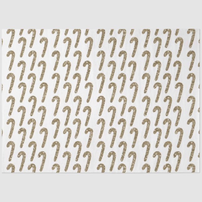 Papel De Seda Dourado Candy Canes Whimsical White Christmas (Frente )