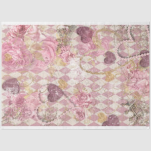 Papel De Seda Dourado Cor-de-Rosa Corações Crowns Nuvem Floral
