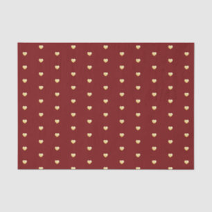 Papel De Seda Dourado Coração Faux Foil Pattern on Dark Red