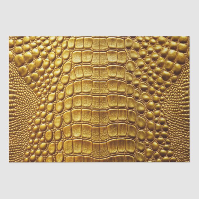 Papel De Seda Dourado crocodilo Alligador de pele Faux Couve Imp (Frente )
