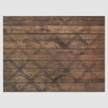 Dourado Damask on Brown Wood Decoupage