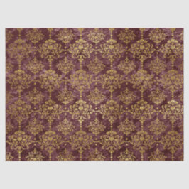 Papel De Seda Dourado Damask on Burgundy Background Decoupage