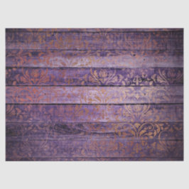 Papel De Seda Dourado Damask on Purple Wood Decoupage