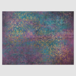 Papel De Seda Dourado Damask Purple Tea Decoupage