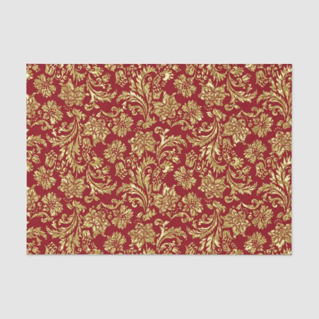 Papel De Seda Dourado E Borgonha Vermelha (Frente )