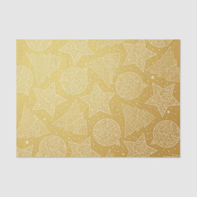 Papel De Seda Dourado e branco Livro de padrões de Natal (Frente )