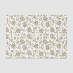 Papel De Seda Dourado e Brilhante Damascos Brancos