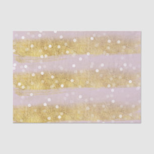 Papel De Seda Dourado e rosa Stripes Bokeh Confetti