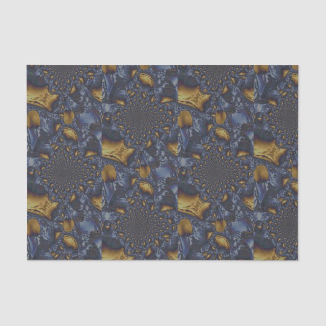 Papel De Seda Dourado e Silver Blue Molten Metal (Frente )