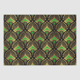 Papel De Seda Dourado e verde Art Deco, de preto