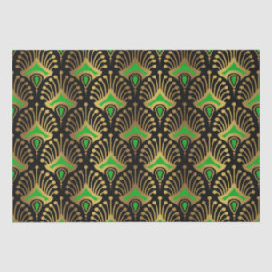Papel De Seda Dourado e verde Art Deco, de preto
