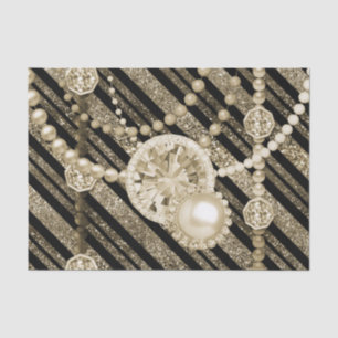 Papel De Seda Dourado faux Glitter & Jewels Tissue Paper