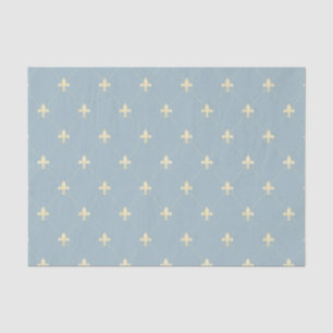 Papel De Seda Dourado Fleur-de-Lis no Azul-Dusky
