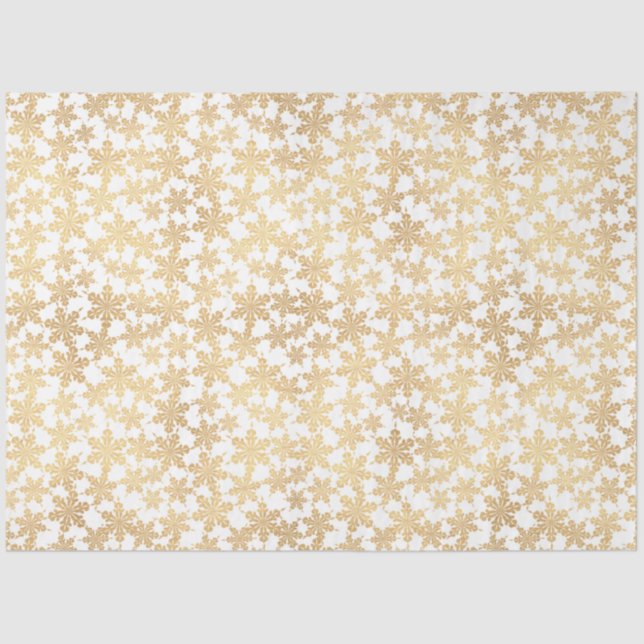 Papel De Seda Dourado Flocos de Neve, Natal Branco Elegante (Frente )