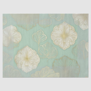 Papel De Seda Dourado Floral e Seafoam Green Decoupage