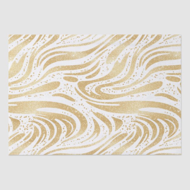 Papel De Seda Dourado Glam Abstrato Swirls Aniversário (Frente )