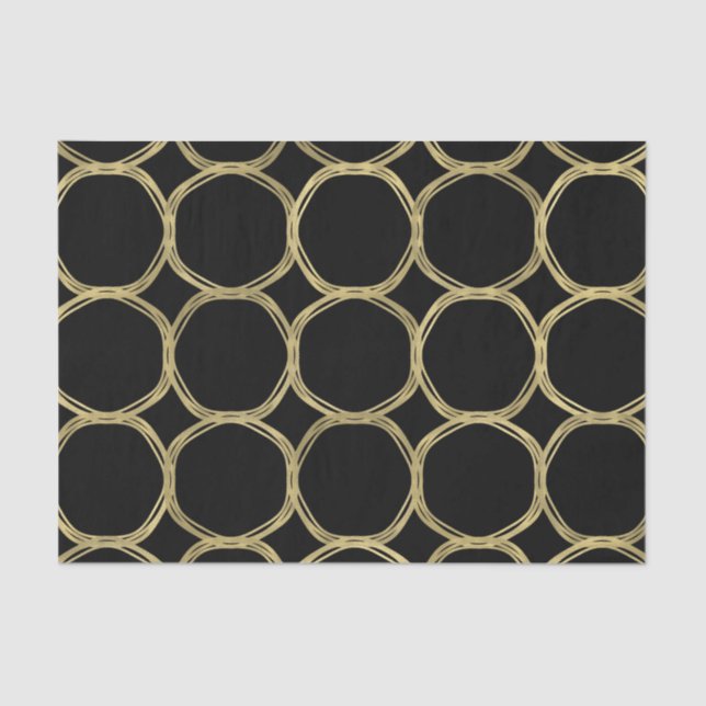Papel De Seda Dourado Glam e Anéis Negros Partido do Glama Moder (Frente )