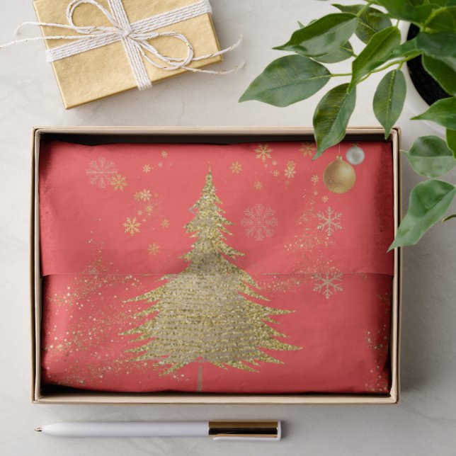 Papel De Seda Dourado JOYFUL em Natal Vermelho (Presente)