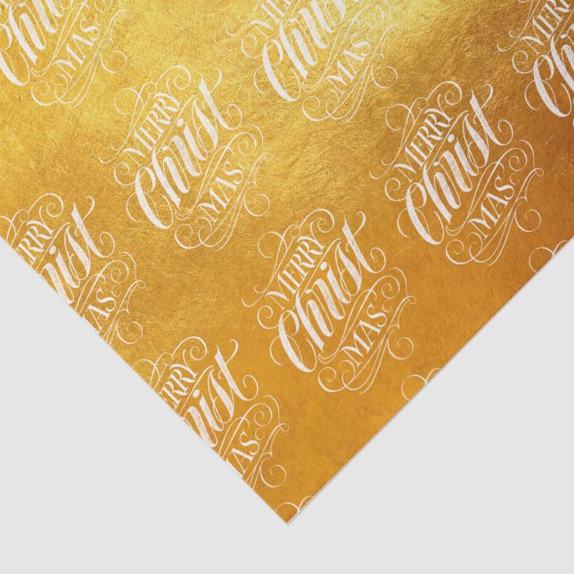 Papel De Seda Dourado Luxo, Feliz Natal, Script Religioso (Detalhes)