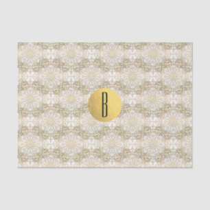 Papel De Seda Dourado Mandala & Monograma Moderno Chic Elegante