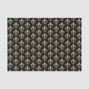 Papel De Seda Dourado metálico no tecido francês preto