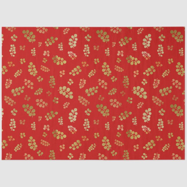 Papel De Seda Dourado Natal Berries no Livro Vermelho (Frente )