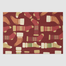 Papel De Seda Dourado Natal, Vermelho, Meias Verdes