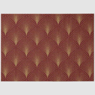 Papel De Seda Dourado padrão Art-Deco Sobre o fundo da Borgonha