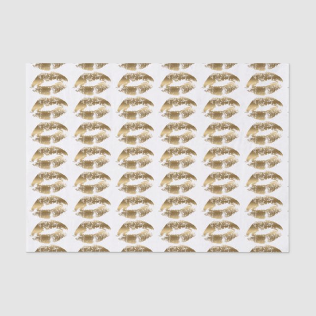 Papel De Seda Dourado padrão de beijo (Frente )