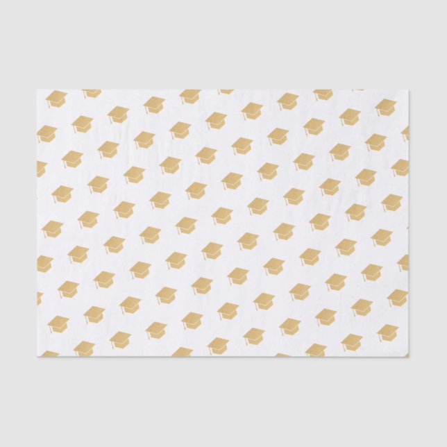 Papel De Seda Dourado padrão de Boné de formatura brilhante bran (Frente )
