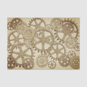 Papel De Seda Dourado padrão de engrenagens Steampunk, futurist