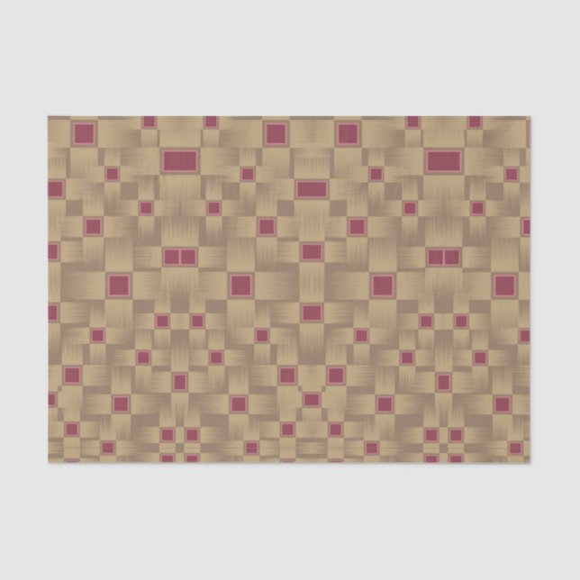 Papel De Seda Dourado padrão de Weave Burgundy (Frente )