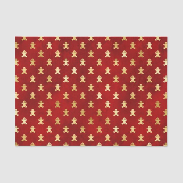 Papel De Seda Dourado Pão de Natal Homens em Vermelho (Frente )