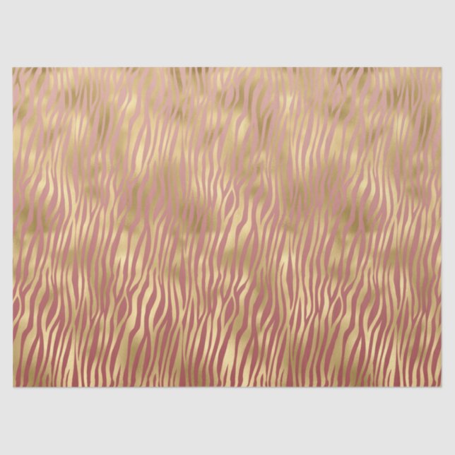 Papel De Seda Dourado Peach Red Zebra Stripes (Frente )