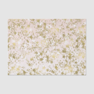 Papel De Seda Dourado Peach Stars Confetti Abstrato