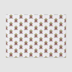 Papel De Seda Dourado Préppy Brasão Heráldico Vermelho Emblema F