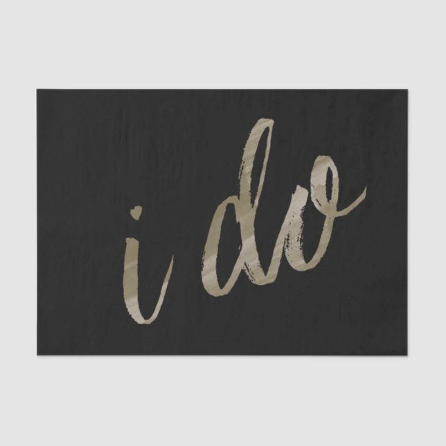 Papel De Seda Dourado Preto Aquarela I Do (Frente )