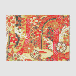 Papel De Seda Dourado Red White Kimono Floral Decoupage