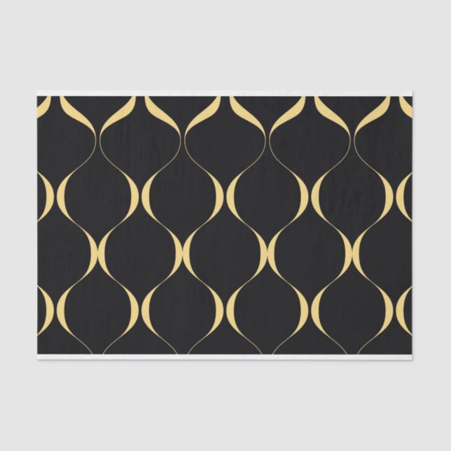 Papel De Seda Dourado, simples, moderno, luxuoso gráfico ondulad (Frente )